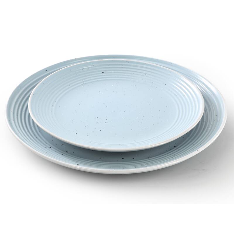 Elama Emilia 16 Piece Double Bowl Stoneware Dinnerware Set in Light Blue