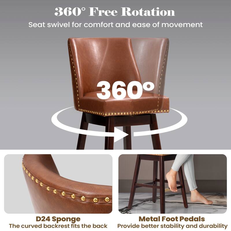 Crestlive Bar Stools Swivel Barstool with Back