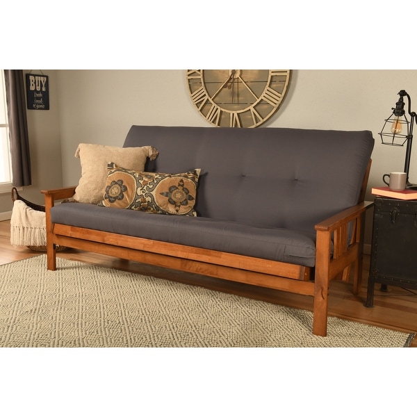 Somette Monterey Full-size Futon Set In Barbados Finish With Twill Gray ...