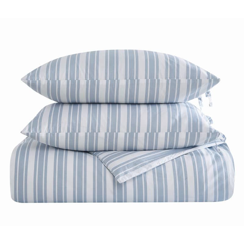 The Farmhouse by Rachel Ashwell Wide Ticking Stripe 3 Piece Comforter Set - King - White/Blue