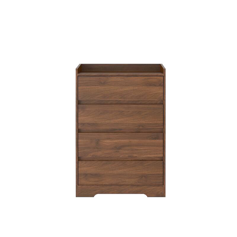 4 Drawer Dresser, Chest of Drawers Without Handle,Dresser for Bedroom 100% Waterproof, Modern Wooden Cabinet with Sturdy Frame