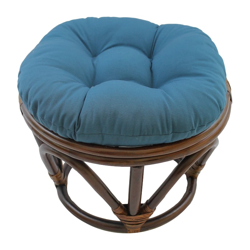 18-inch Round Twill Footstool/Ottoman Cushion (Cushion Only) - 18 x 18 - Indigo