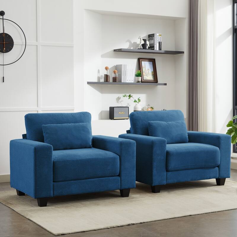 Corduroy Widened Single Sofa Chair, A Extra Lumbar Pillow