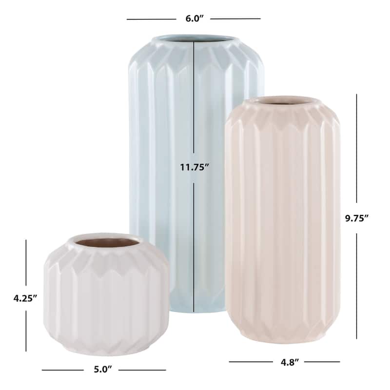 SAFAVIEH Emari Ceramic Decorative Vase (Set of 3) - 6Wx6Dx12H - Assorted