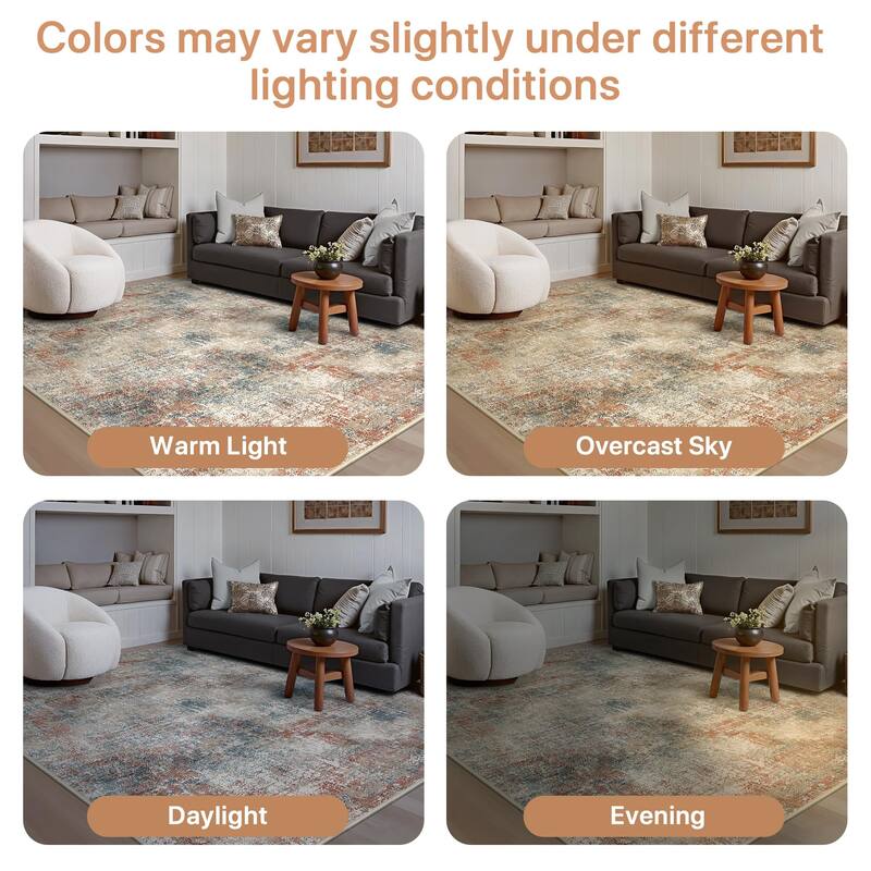 Mcow Low Pile Machine Washable Non-Slip Area Rug