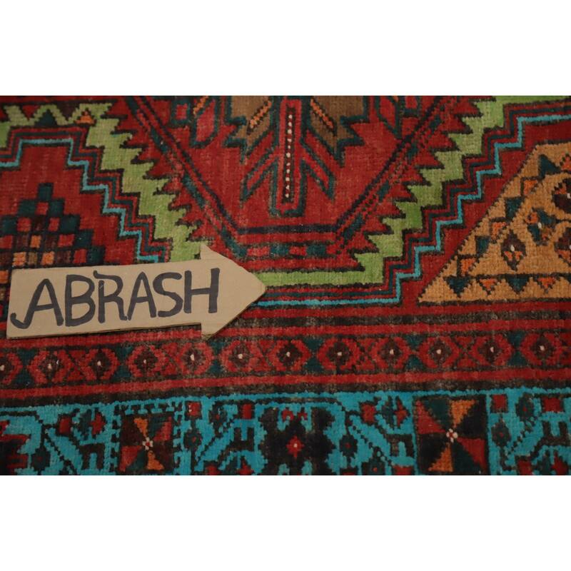 Hand Knotted Oriental 100% Wool Carpet Traditional Geometric Red Ardebil Runner Rug - 10' 8'' X 3' 4''