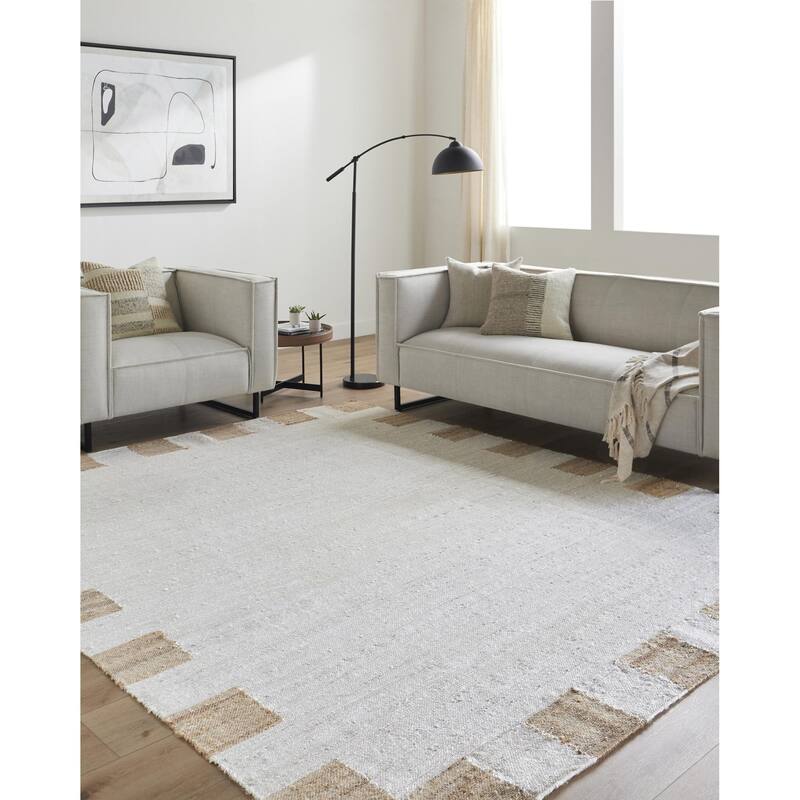 Davonte Traditional Border Jute Area Rug - Beige/Medium Brown - 9' x 12'