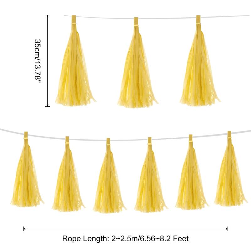25Pcs Tassel Garland Banner with Rope - Light Yellow