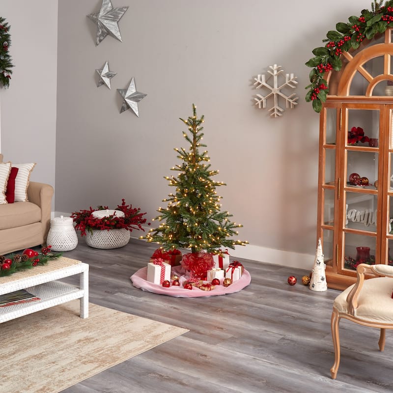 5ft. Layered Spruce Artificial Christmas Tree with 200 Clear Lights & 385 Branches - Classic Holiday X-Mas Glow