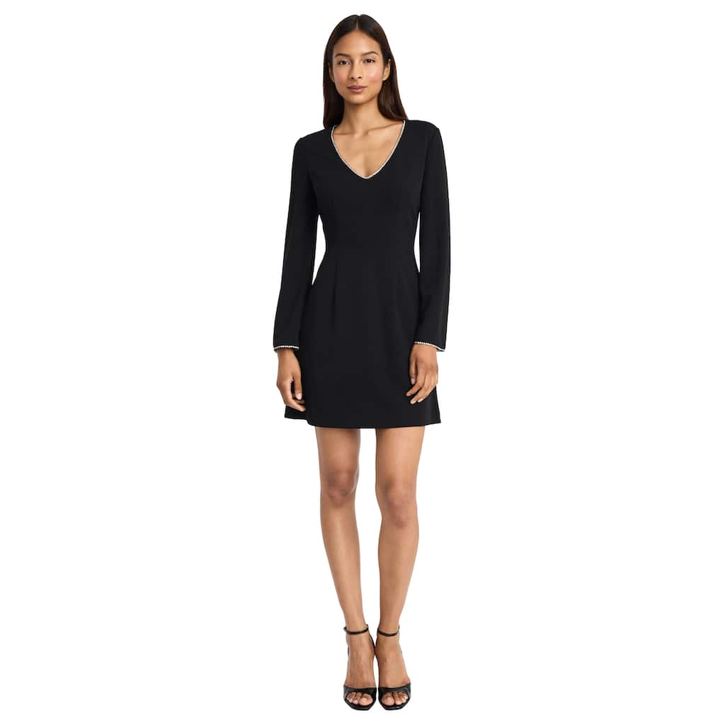 Women's Long Sleeve V-Neck A-Line Dress