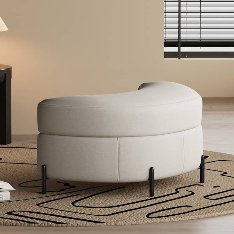 Modern Chenille 360° Swivel Accent Barrel Chair and Storage Ottoman