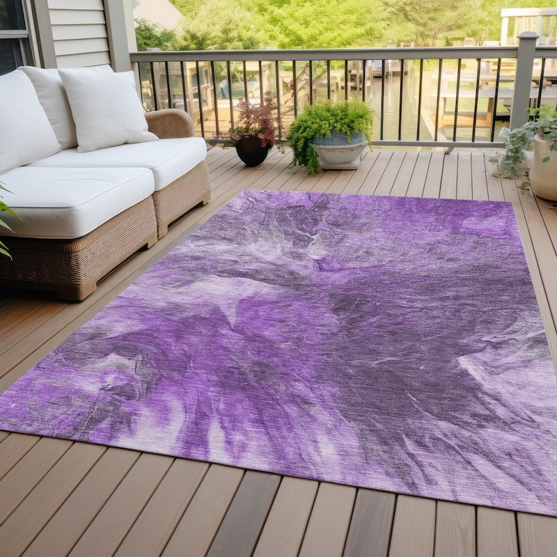Machine Washable Indoor/ Outdoor Chantille Contemporary Splash Rug
