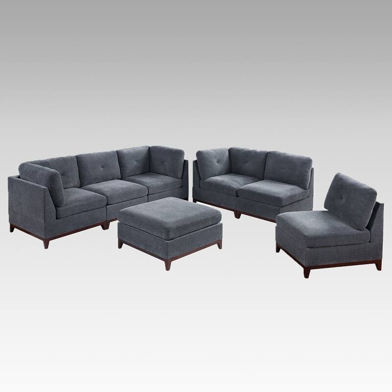7 Piece Chenille Fabric Modular Sofa Set
