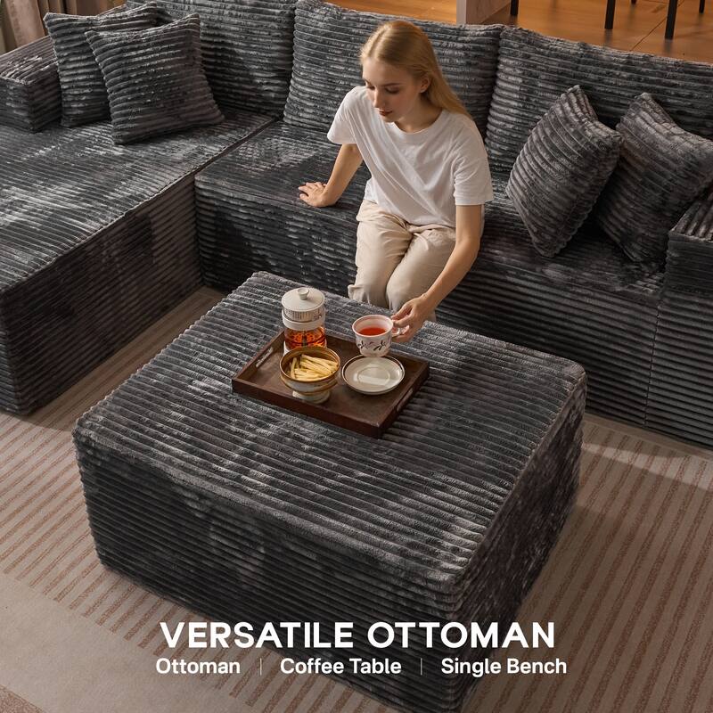 OVIOS All-Foam Cloud L-Shaped Lounger Sofa​ ​​With Ottoman​