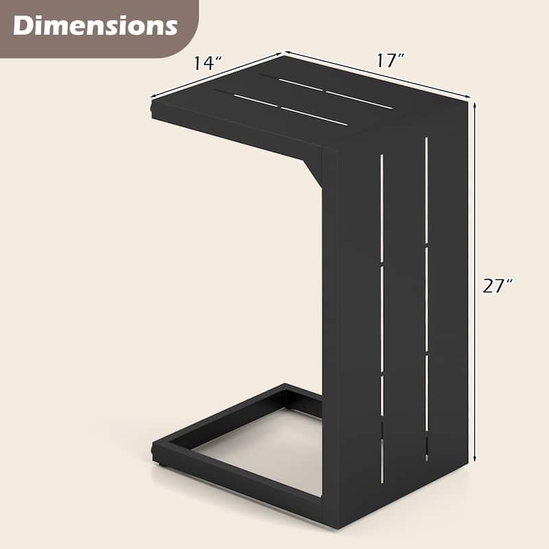 2-Pack Modern Convertible C-Shaped Side Tables Black Metal Frame for Living Room or Patio - 17" x 14" x 27"