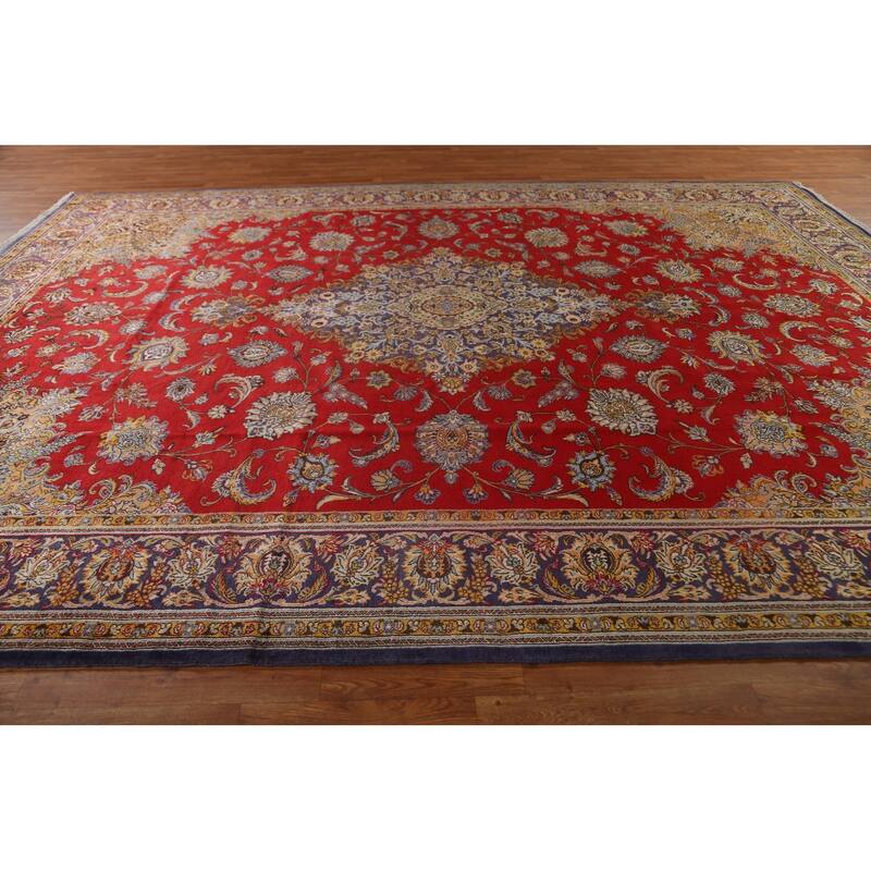 Traditional Floral Shahreza Persian Area Rug Hand-knotted Wool Carpet - 10'4" x 13'10"