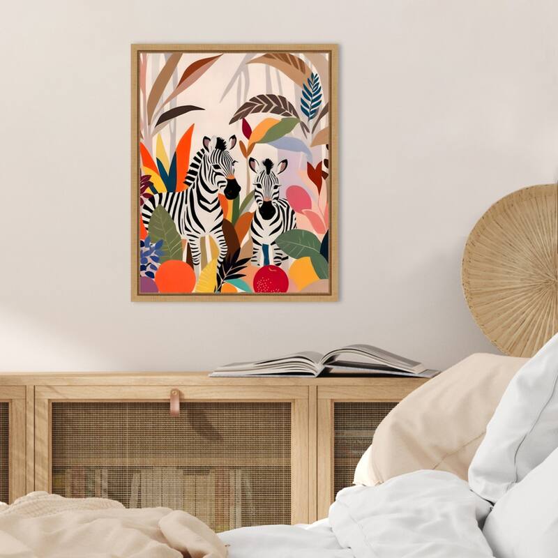 A Couple of Zebras by Uma Gokhale Framed Canvas Wall Art