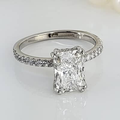 Auriya Lab Grown 1 4/5ctw Radiant Cut Hidden Halo Diamond Engagement Ring in 14k Gold (H-I, SI1-SI2)