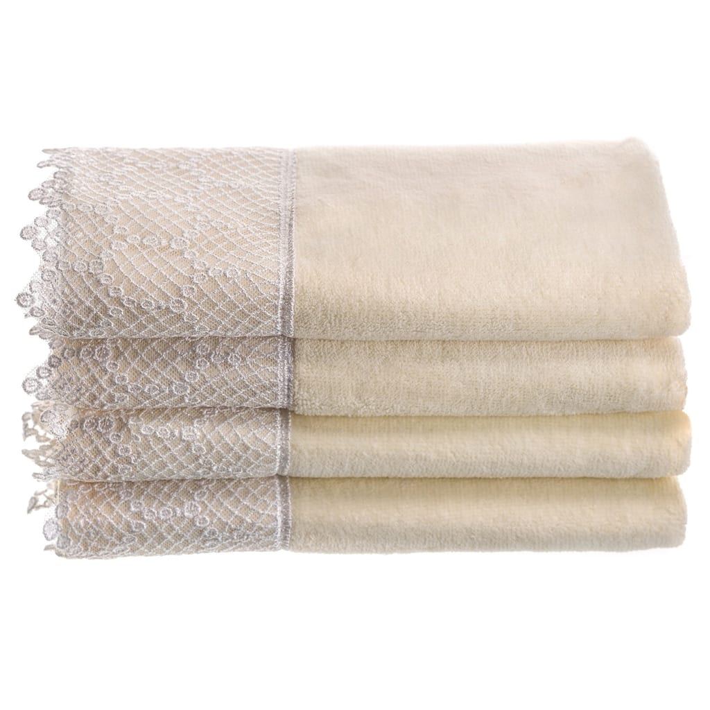 Creative Scents Cream,Ivory Fingertip Towels for Bathroom (11x18 inches) Towel Set of 4 - 11 x 18