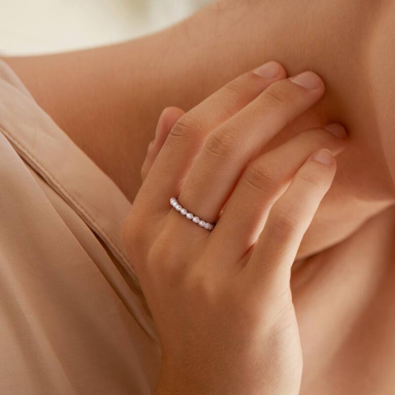 Miadora 3-3.5mm Cultured Freshwater Pearl Single Row Ring in 14k Yellow Gold