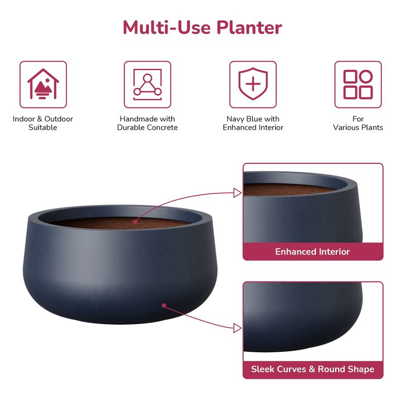 Small Concrete Round Planter / Pot Indoor & Outdoro Planter Bowl