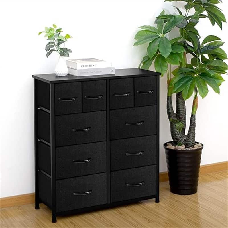 Wide Fabric Storage and Organization - Black 10-drawers (2)