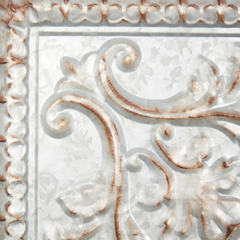 Metal Scroll Wall Decor with Embossed Details - Gray - Roche River Decor