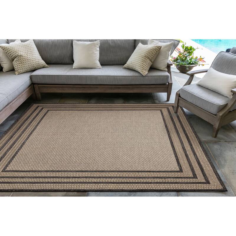 Liora Manne Monaco Striped Border Indoor/Outdoor Area Rug