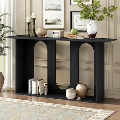 Modern and Curved Design Console Table with Shelf