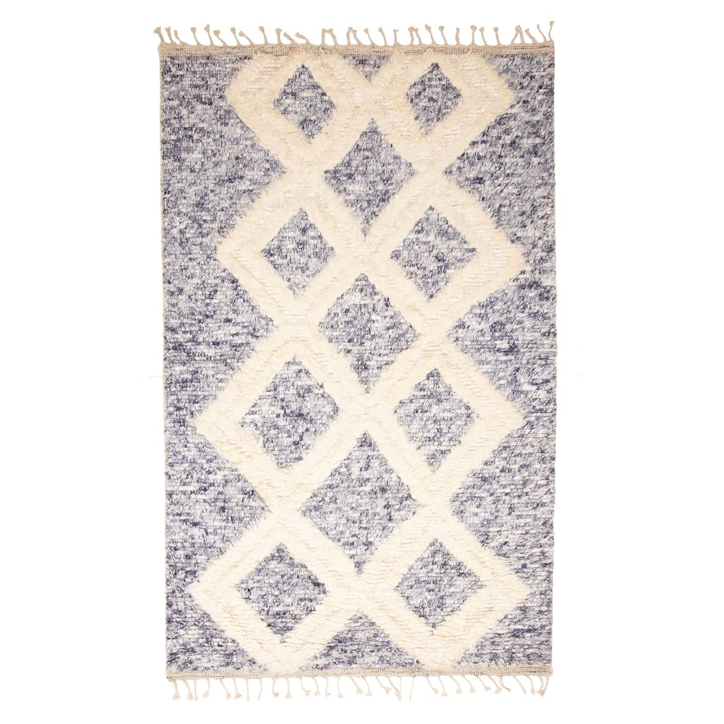 ECARPETGALLERY Hand-knotted Tangier Dark Navy Wool Rug - 5'1 x 8'3