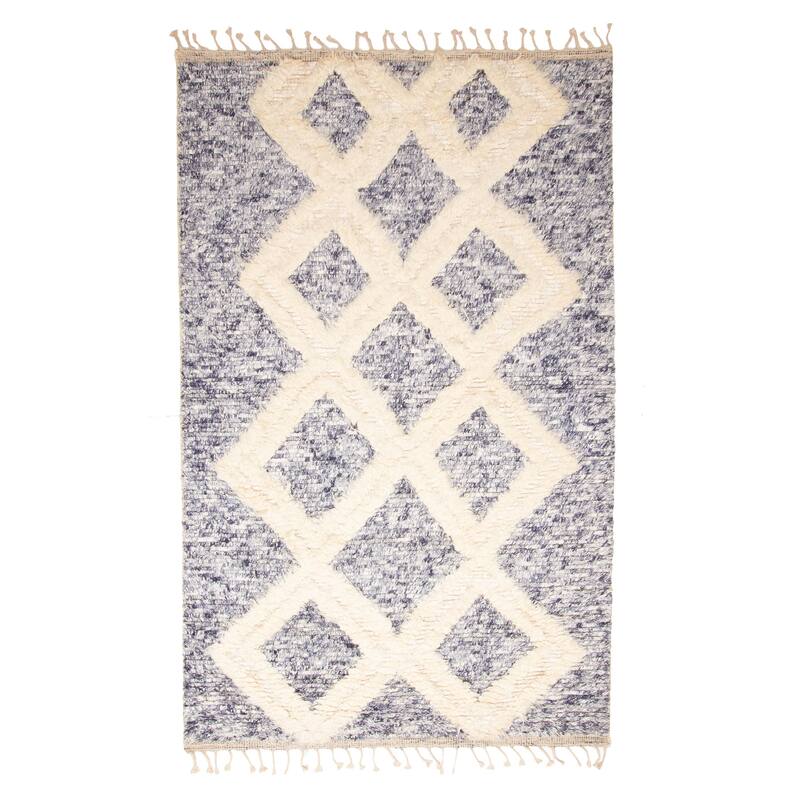 ECARPETGALLERY Hand-knotted Tangier Dark Navy Wool Rug - 5'1 x 8'3