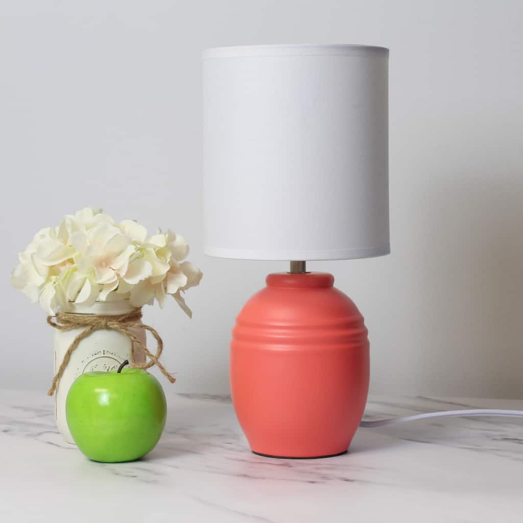 Mini Classic Jar Ceramic Table Lamp with White Drum Shade - 19.5" - Orange