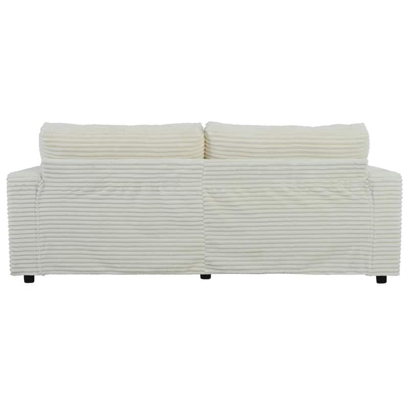 Corduroy Loveseat, Upholstered Deep Seat Sofa Lounge Couch Bed w2 Pillows and 2 Cup Holders 2 USB Ports Recliner Sofa