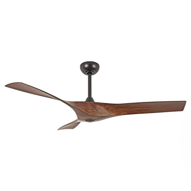 52" Erin Modern Industrial Black & Walnut Ceiling Fan