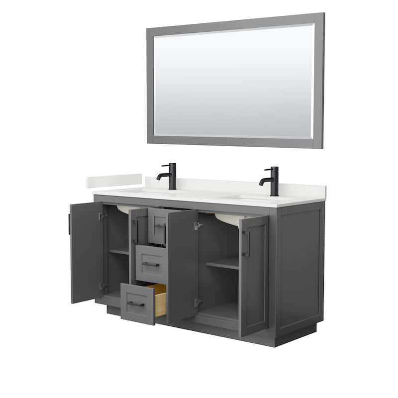 Miranda 60-inch Double Vanity, Quartz Top, 58-inch Mirror
