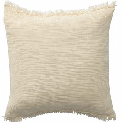 HomeRoots 20" X 20" Cream And Beige 100% Cotton Zippered Pillow