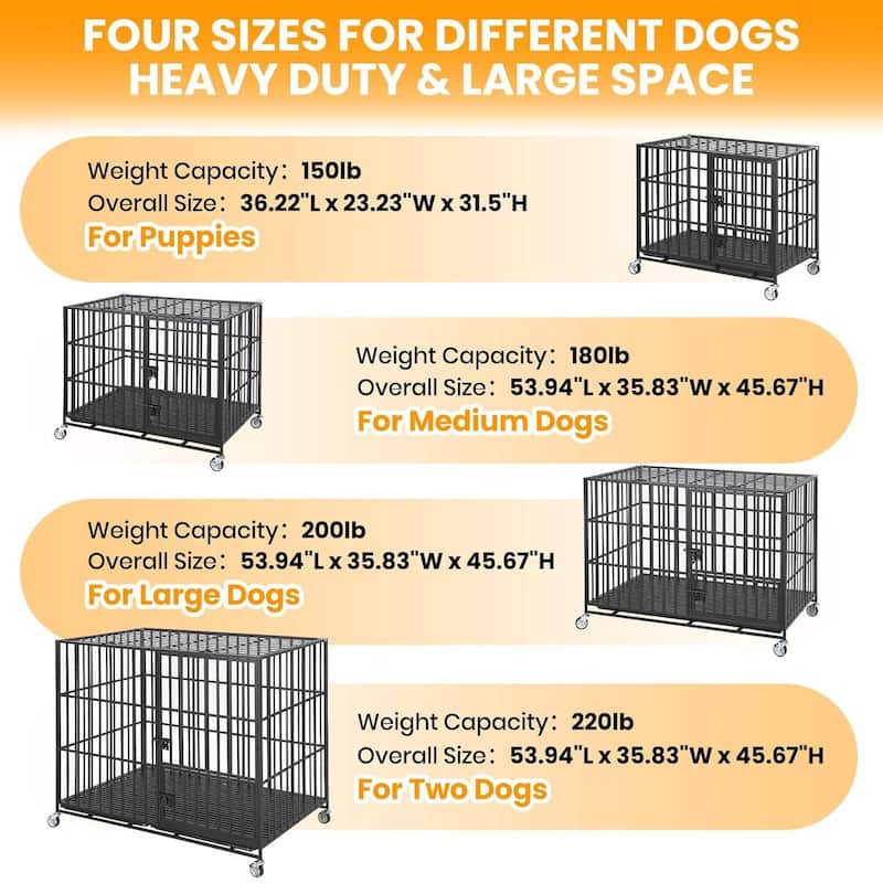 Heavy Duty Metal Dog Crate, Dog Kennel Indoor Wheels for Large and Medium Dogs