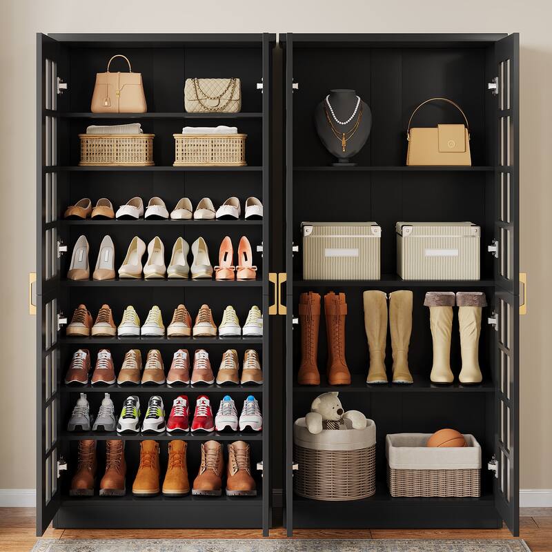 9-Tier Shoe Cabinet with Adjustable Shelves and Doors (71 Inches)
