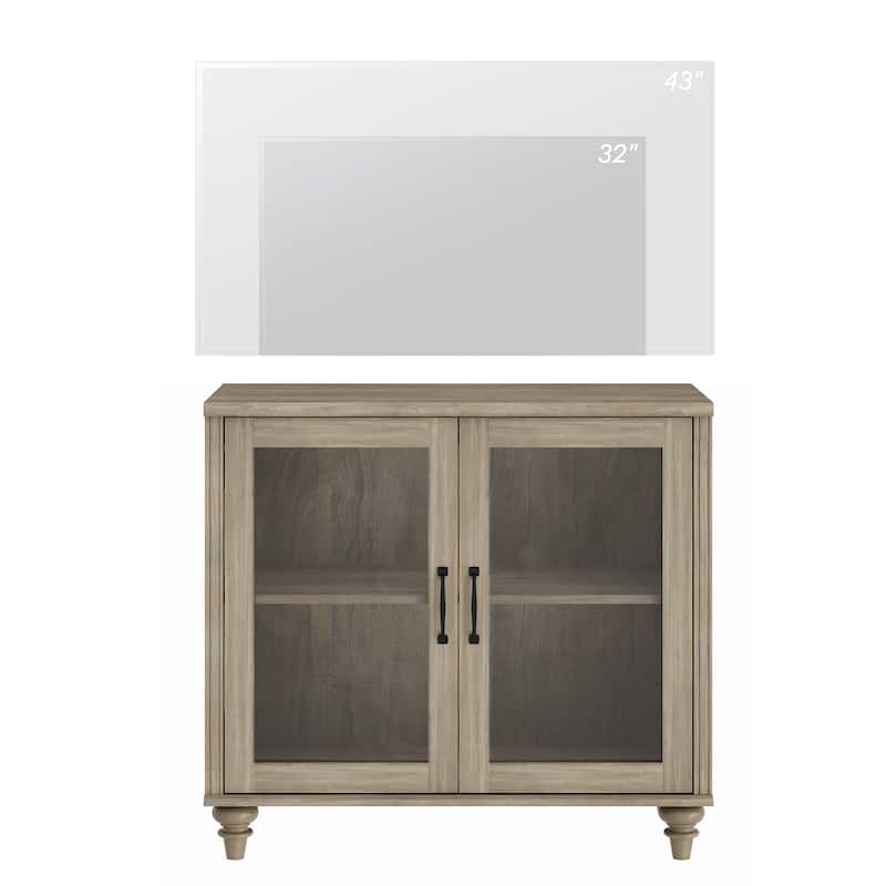 TV Stand with Glass Doors, TV Console Table TV Cabinet