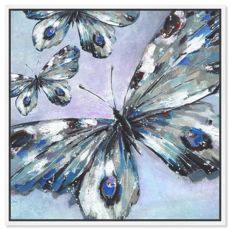 Art Remedy Butterfly Trio Framed Butterfly 1 Piece Canvas Wall Art - 17 x 17 - White