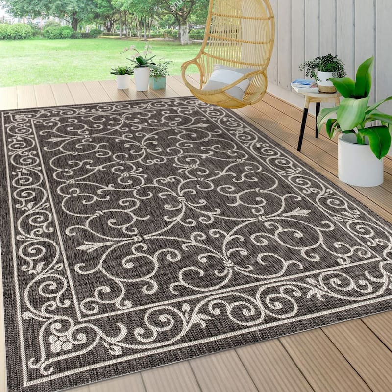 JONATHAN Y Filigree Textured Weave Indoor/Outdoor Area Rug
