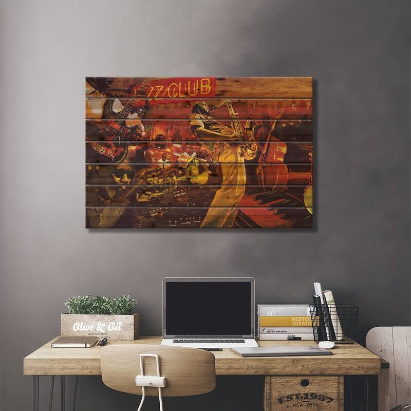 Bebop Print On Wood by Tyler Burke - Multi-Color