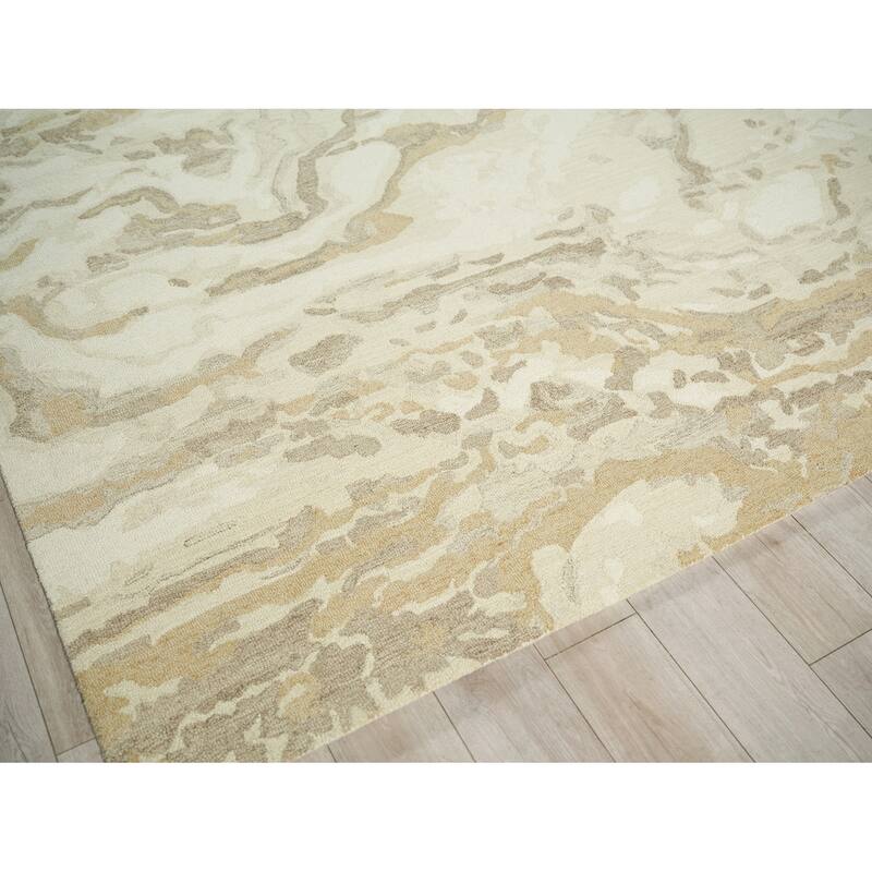 Cortero Handmade Hand Tufted New Zealand Wool Gold/Ivory Area Rug.