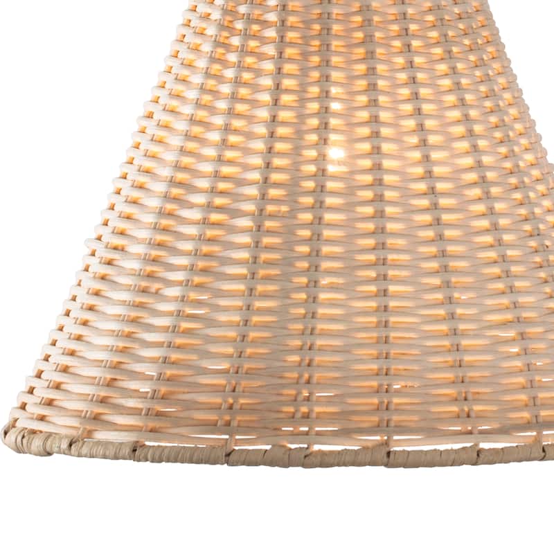 1-Light Plug-in Swag Pendant Light with Hand-woven Rattan Shade - Natural Rattan