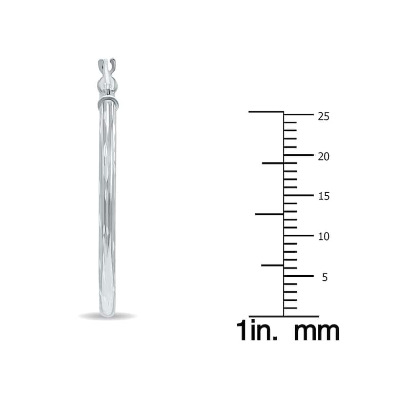 Marquee Jewels 14K White Gold Shiny Diamond Cut Engraved Hoop Earrings (30mm)