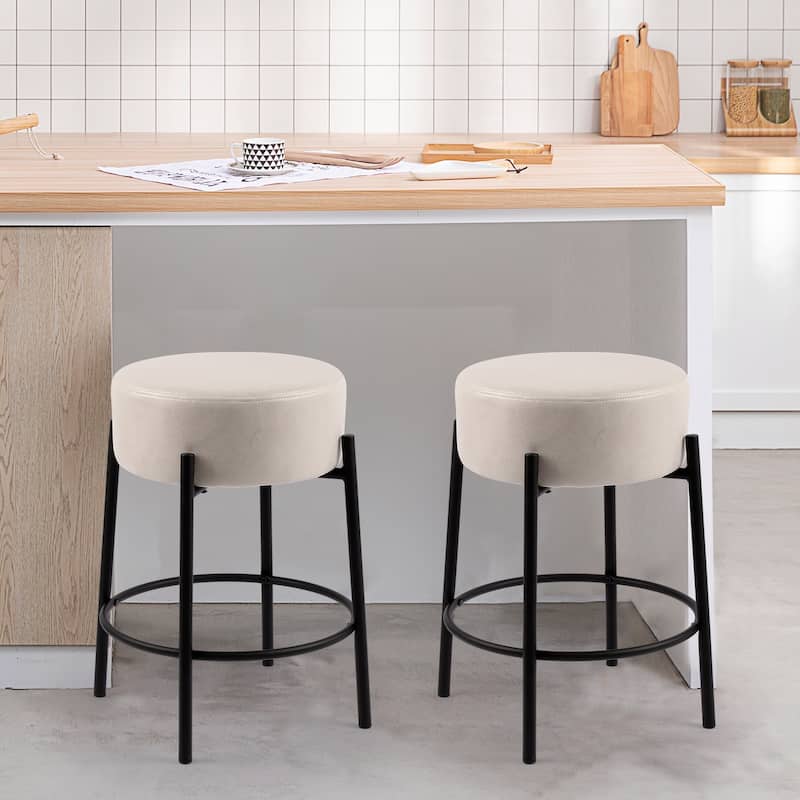 Comfortable Elegant and Modern PU Leather Counter Stools - N/A