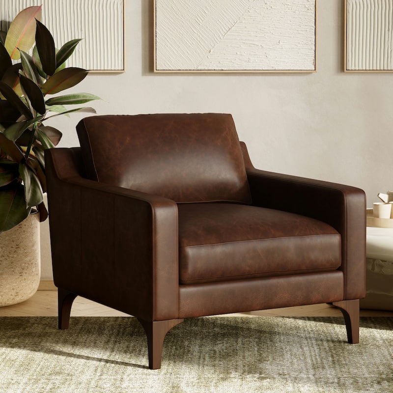 Poly & Bark Sorrento 35" Lounge Chair - Full Grain Genuine Italian Leather