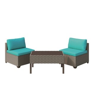 Keys 3-Piece Outdoor Conversation Set with Armless Sofas and Coffee Table in Summer Fog Wicker