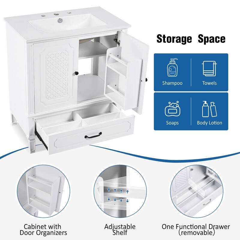 Christopher Knight Home 30" Bathroom Vanity with Storage Solution