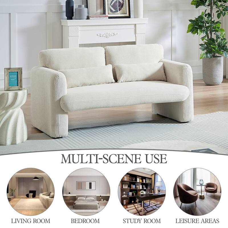 Corduroy Fabric Free Combination Sofa Set w/Support Pillow